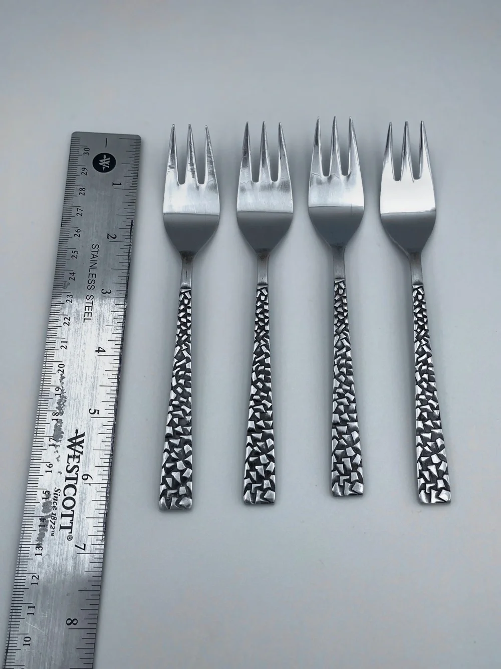 Vintage National Silver Co PAMPLONA Stainless Steel Salad Forks- MCM - Set of 4